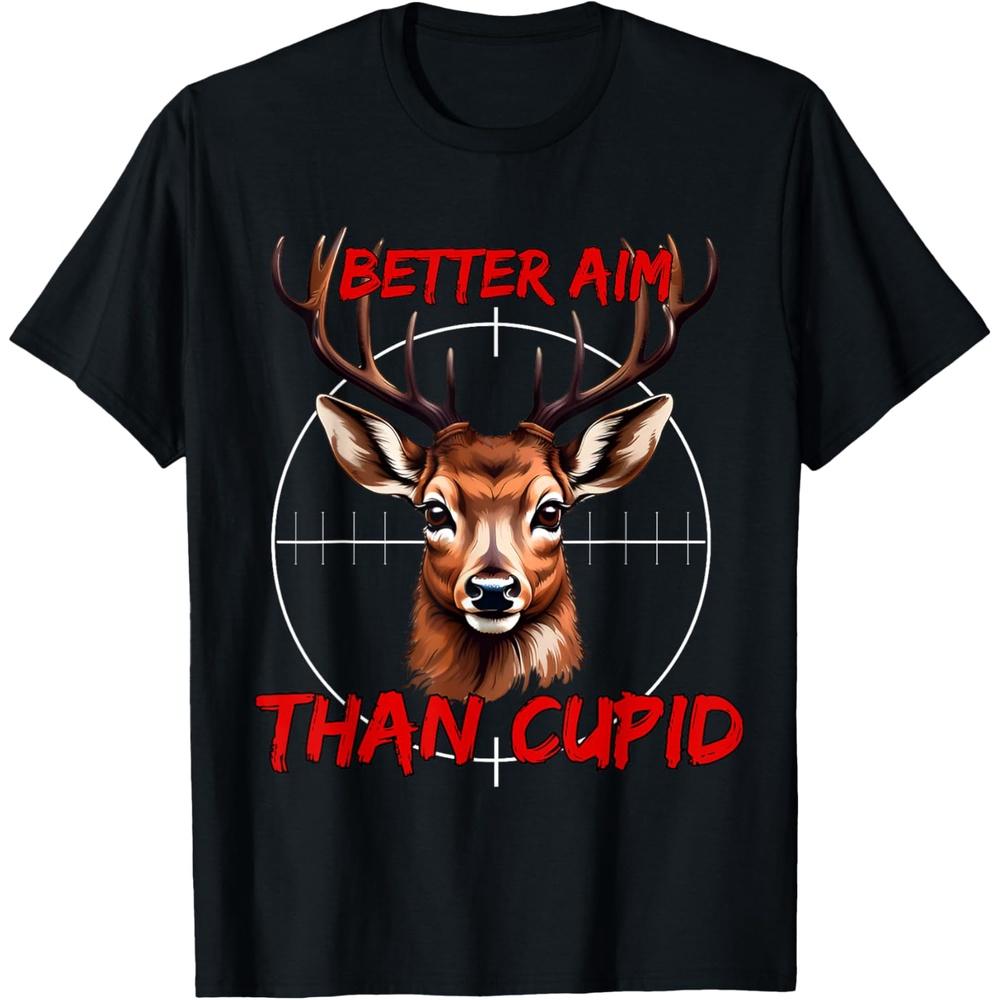 I Aim Better Than Cupid Hunting Valentine’s Day Cotton Men T Shirt XXL чёрный