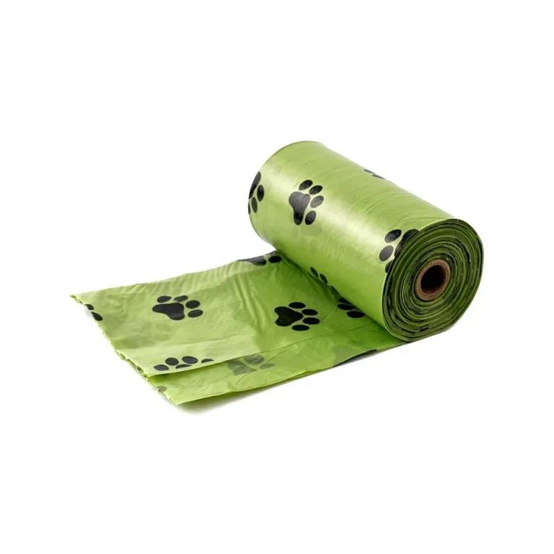 8/12 rouleaux sacs épais pour merde: anti-fuite pour chien, en plein air, motif empreinte vert
