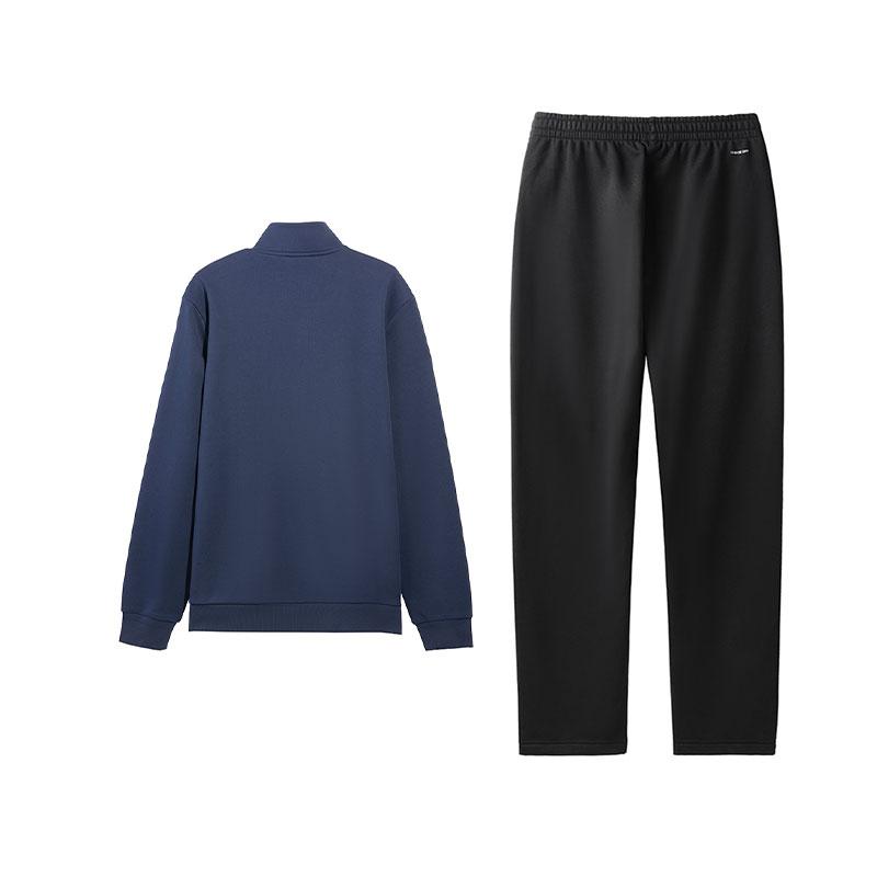 Li Ning Stand Collar Zipper Fleece Cardigan Hoodie Comfortable Long Pants Casual Sports Suit Men Suit AWDVG71-2+AKLVD35-1