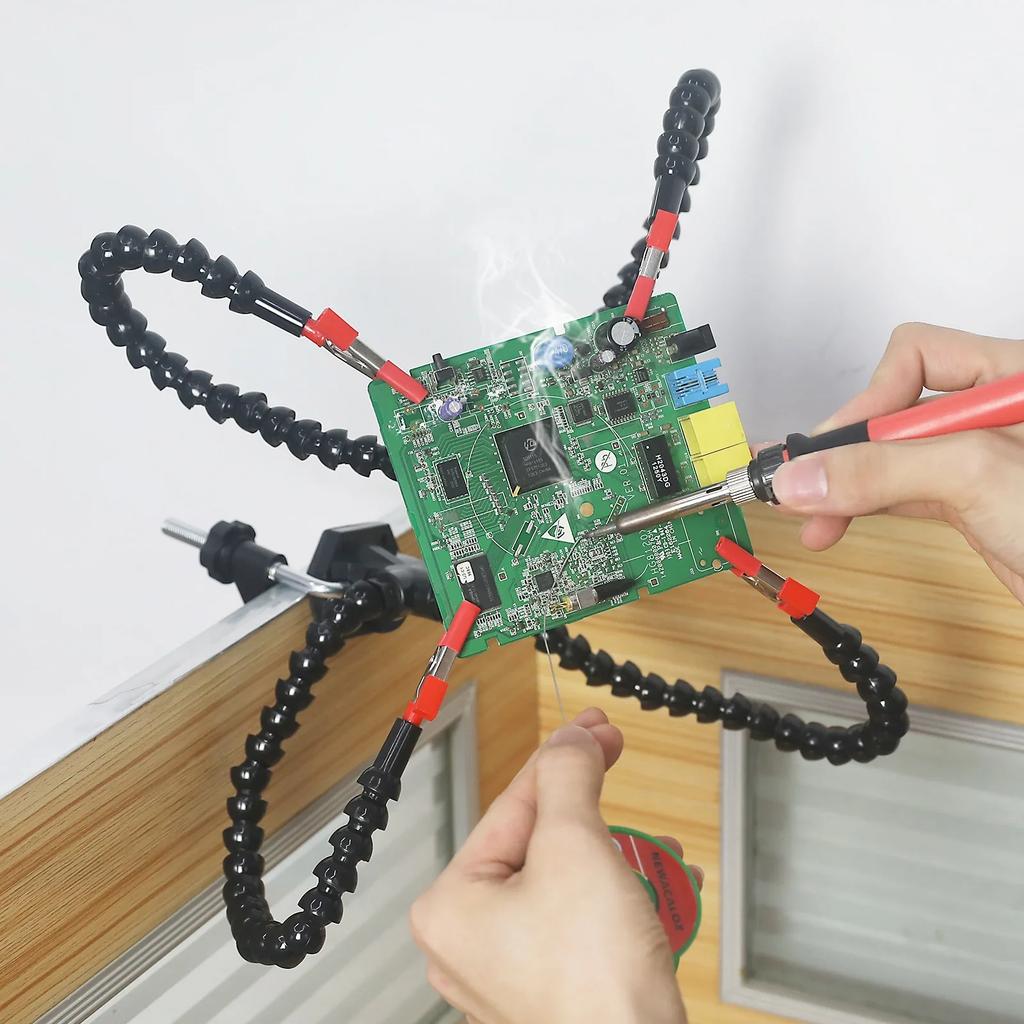 "Toolour 3/4/5-Arm Soldering Helping Hand - Adjustable Third Hand Tool with Desk Clamp & PCB Holder"