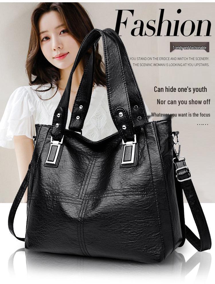 Cross-border Women's Handbag 2025 - Large Capacity Soft Leather Tote and Crossbody Bag