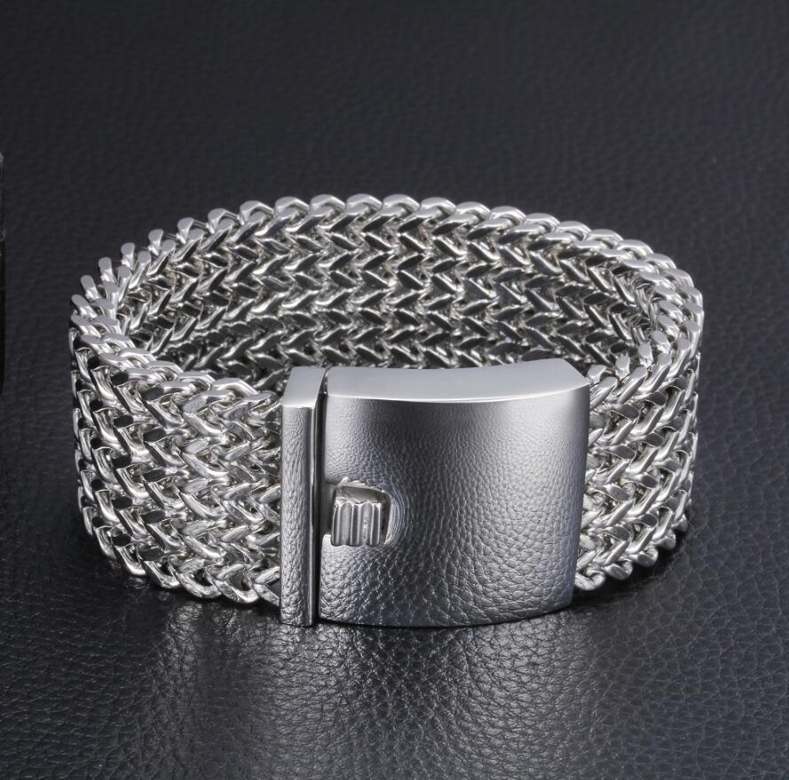 

30MM Wide Stainless Steel Bracelet Very Big Heavy Cool Biker Jewelry Silver Color Curb Cuban Chain Top Quality Men s Bracelet Bangle 22CM серебряный