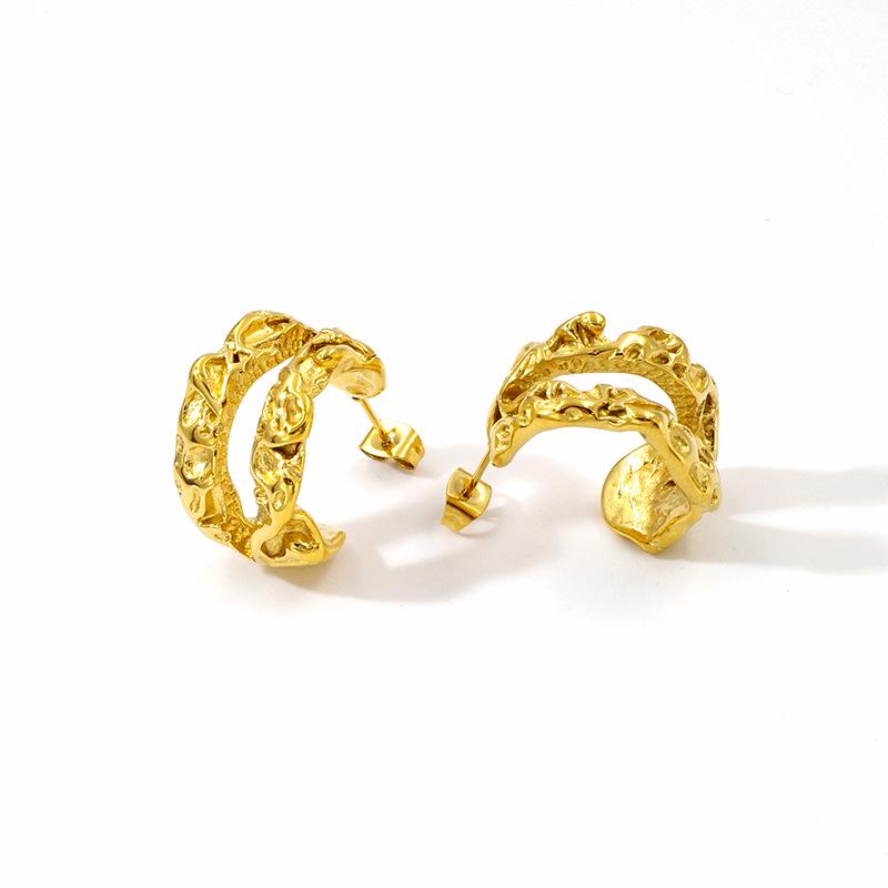 Elegant Leaf Design Earrings for Women - Titanium Steel, European & American Fashion, High-End Feel Jewelry