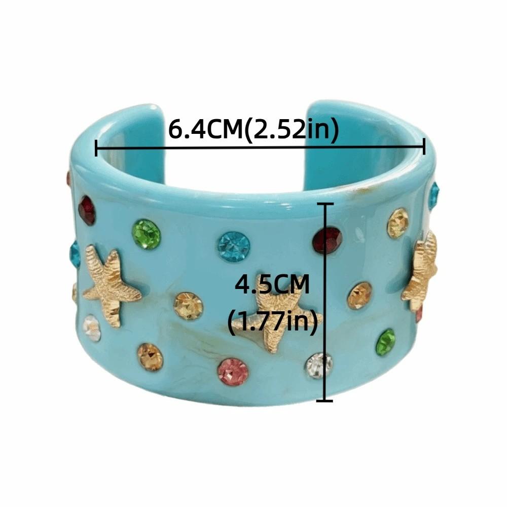 Exaggerated Shell Bracelets Resin Open Bracelet Vintage Beach Rhinestone Bangle  Girls Accessories