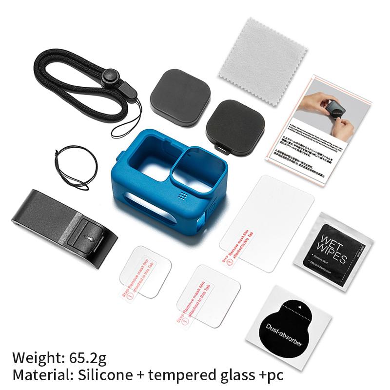 

Silicone Case for GoPro Hero 12 11 10 9 Black Tempered Glass Screen Protector Protective Film Lens Cap Cover for Go Pro 13 case