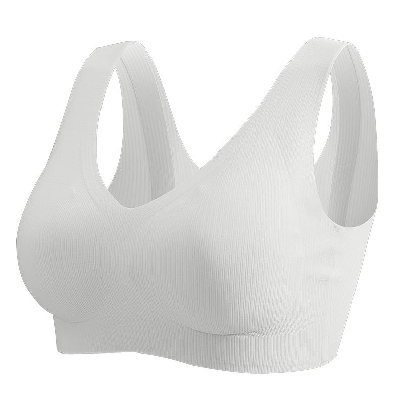 Middle-aged Women s Vertical Stripe Push-Up Ice Silk Seamless Tank Top Bra