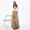 Women's High Waist Solid Color Cargo Pants Loose Fit Streetwear Wide Leg Trousers