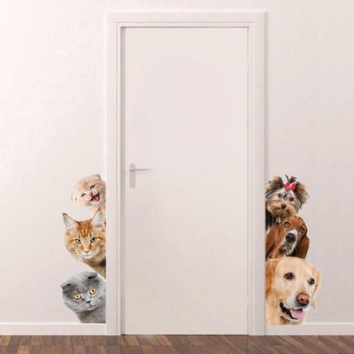 Schöner Wandaufkleber mit Hunde-/Katzenmuster, abnehmbar, für Schlafzimmer, Tür, DIY, Heimdekoration