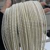 1 Strang, Weiße Natürliche Süßwasserperlen, 3,5-4,5 mm Handgefertigte Reiskornperlen zur Schmuckherstellung DIY Halskettenzubehör, Muttertagsbasteln 36 cm