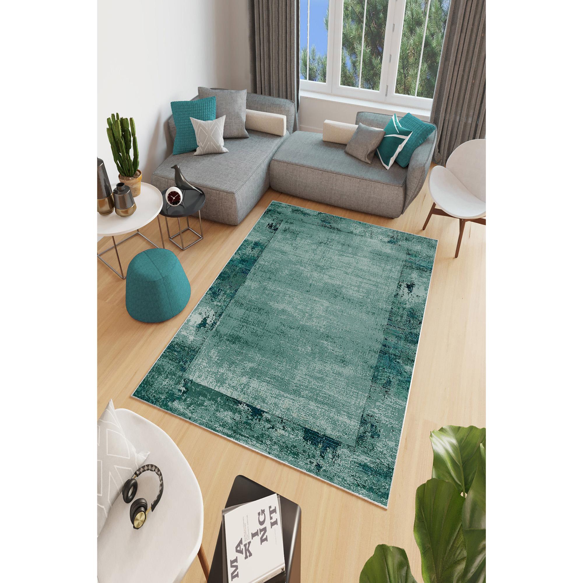 

Декоративный нескользящий ковер с винтажным узором для гостиной, особый дизайн, тонкий, моющийся ковер 40 x 60 cm синий