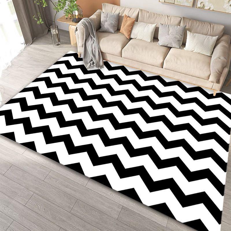 Modern Simple Black White Large Size Rugs for Living Room Light Luxury Sofa Area Carpet Soft Fluffy Bedroom Decor Anti-slip Mats