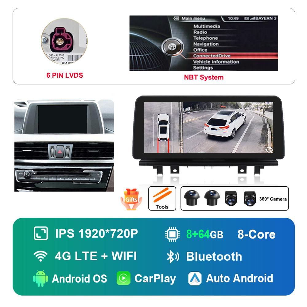 12.3 Inch 1920*720P HD Touch Screen for BMW X1 F48 2016 - 2019 NBT EVO System Android Car Radio Multimedia Player DSP 4G WiFi