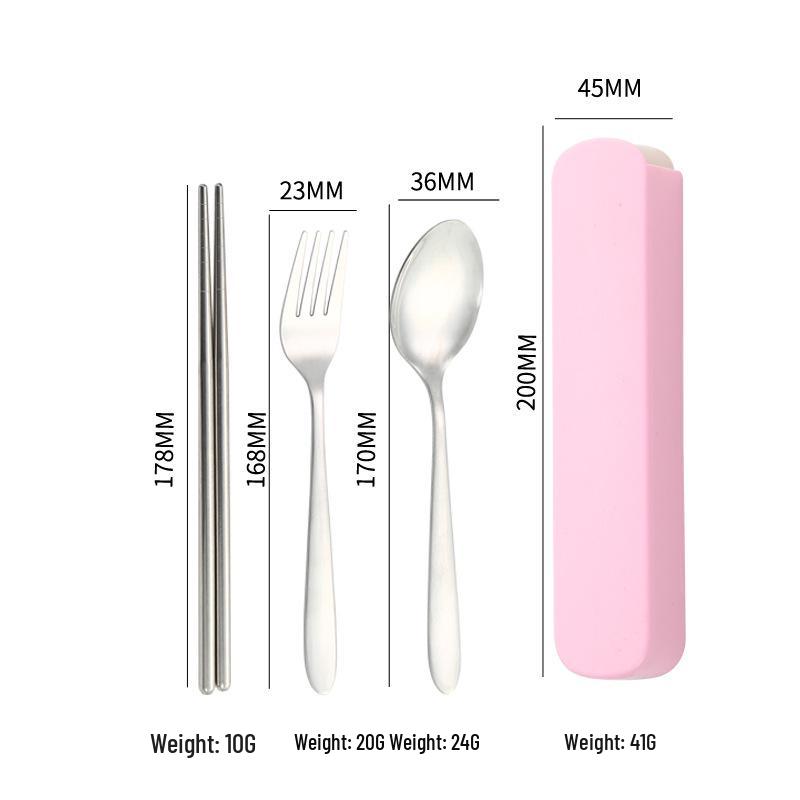 Stainless Steel Cutlery Set: Spoon, Fork & Chopsticks with Pointed Ends - Portable for Outdoor, Student, or Gift Use