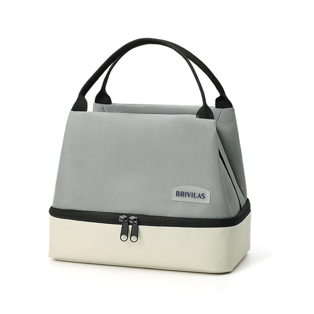 Fashion Color-blocked Double-layer Lunch Bag Fashion Dopamine  Bento Insulated Pack Portable Food Handheld Insulation Bag