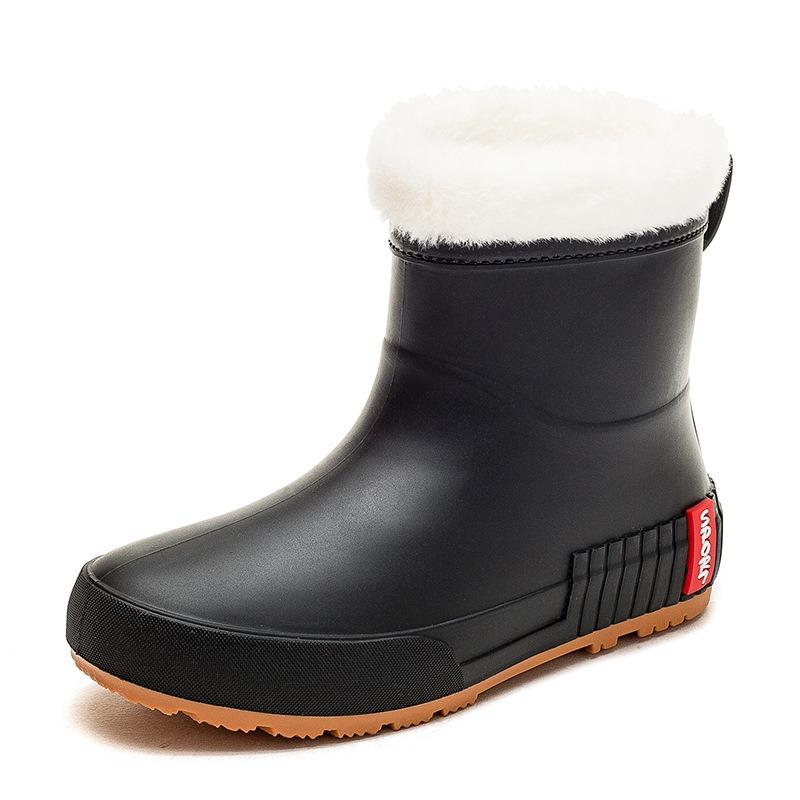 Rain shoes thick-soled non-slip women's medium tube rain boots kitchen outdoor fishing car wash waterproof medium tube glue women's shoes