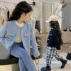 Girls Spring and Autumn Round Neck Single-breasted Blouse Casual Solid Color Middle and Large Children Jacket