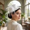 Exquisite Mesh Feather Hair Clip Elegant Small Top Hat Retro 1920s Hair Accessories  Lady
