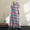 Summer Cotton and Linen Printed Loose and Simple Long Skirt for Women