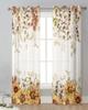 Pastoral Style Eucalyptus Leaves Sunflower Plant Sheer Curtains Home Window Decor Voile Tulle Curtains For Living Room Bedroom