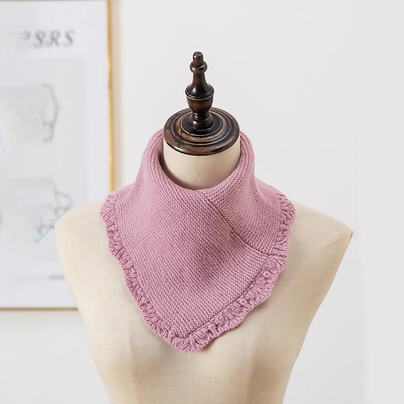 Woman Knitted Ring Scarf Detachable Collar Winter Warm Turtleneck Neck Cover Korean Triangle Scarf Solid Color Muffler 29*26Cm