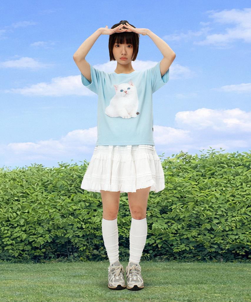 LAUGHER Neko T-Shirt - Sky Blue
