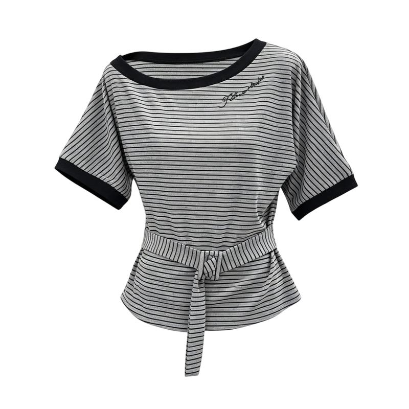 La Chapelle Women s Striped Asymmetric Shoulder T-Shirt S
