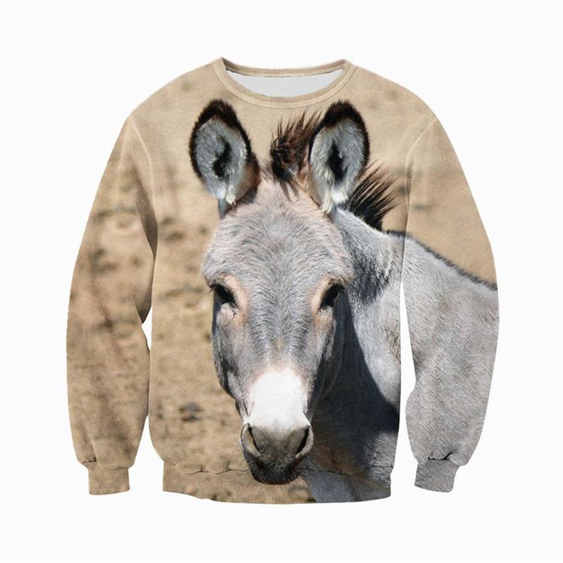 Funny Donkey Sweaters Animal 3D Print Sweatshirts For Men Women Clothing Long Sleeve Pullover New In Hoodies & Sweatshirts 2024