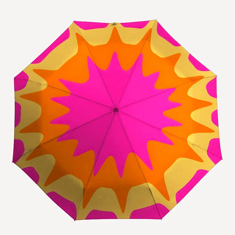 1pc Abstract Circular Design Automatic Open/Close Umbrella, Umbrella with cartoon Design, Portable Compact Umbrella for Men & Women, Good Ho