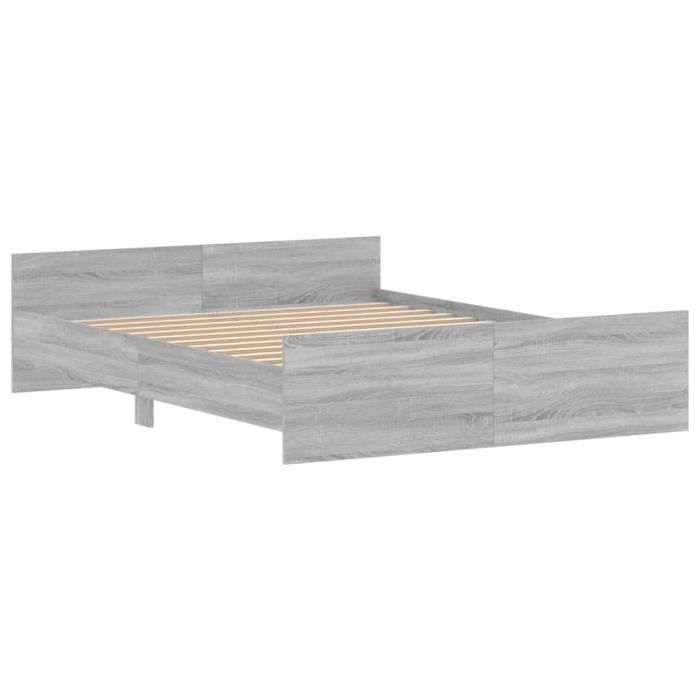 VidaXL Cadre de lit tête de lit et pied de lit gris sonoma 160x200 cm 3203766