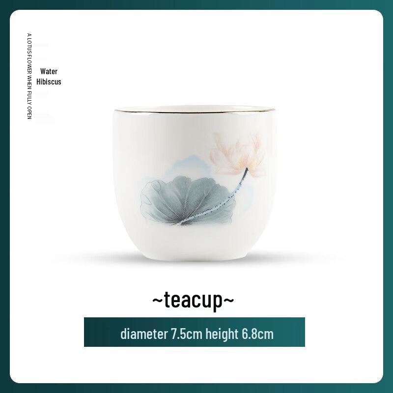 Elegant Chinese Style Underglaze Lotus Tea Cup with Hand-Painted Gold Detail Tea Cup