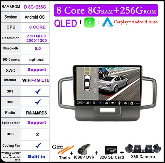 9 lnch For Honda Freed 1 2008-2016 Android 14 QLED/Screen Car Radio Multimedia Video Players CarPlay Carplay