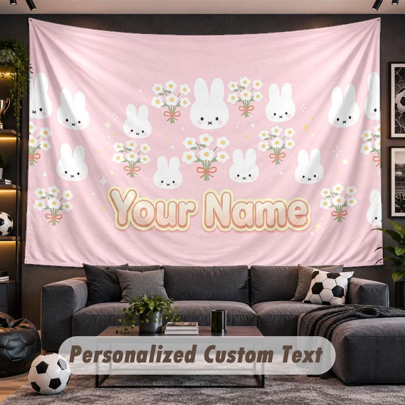 Wall Hanging Tapestry Custom NameMiffy Pattern Personalized Printed Fabric Wall Decor