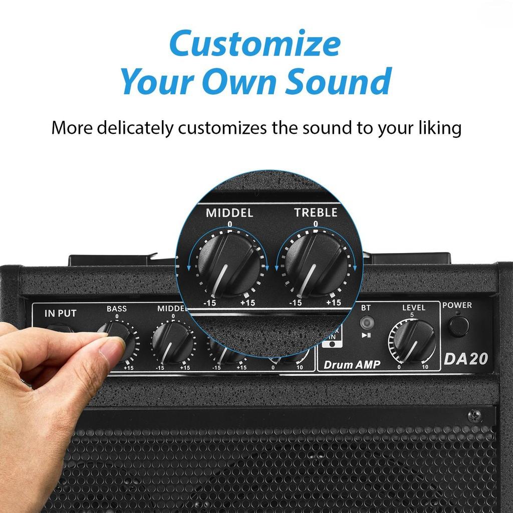 Alto-falante de Bateria Eletrônica Portátil 25W Prática em Casa Ensaios Baterias Eletrônicas Teclado Guitarras de Madeira Amplificador