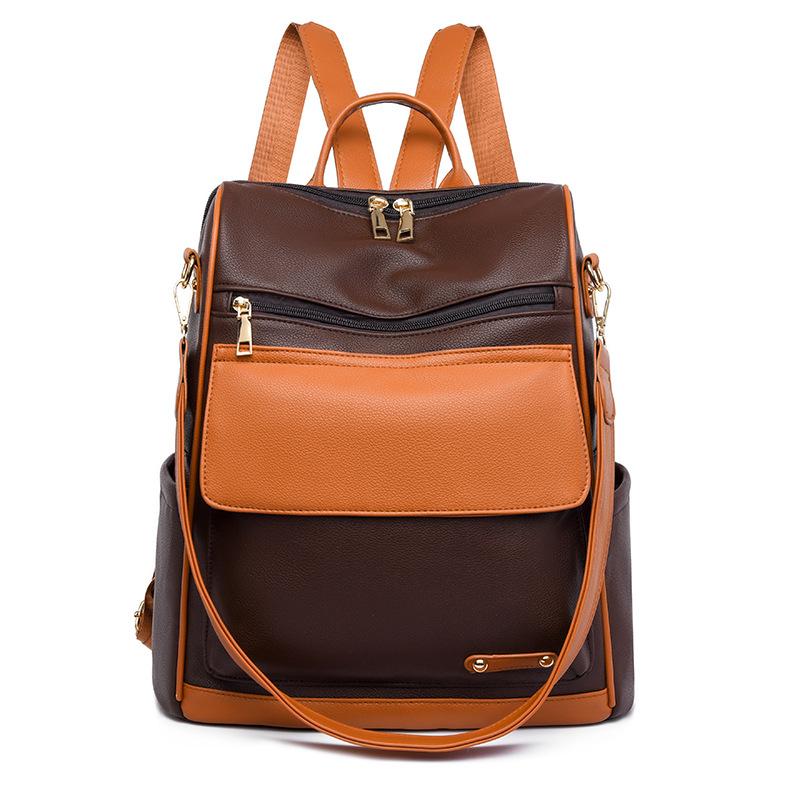 

Новый женский модный рюкзак большой вместимости, простой рюкзак, повседневная женская сумка темно-коричневого