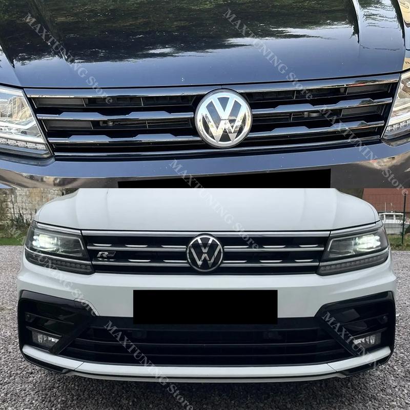 Skirta VW Tiguan MK2 R-Line 2017-2021 Priekinio buferio Žibintų antakių Centrinės grotelės Rūko žibinto Juodos apdailos juostelės Lipdukai Apdaila