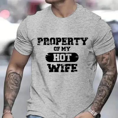 Tričko Majetek mé horké manželky Pánské s kulatým výstřihem Pánské oblečení Miluji svou manželku Letní tričko Krátký rukáv Módní topy Camisetas