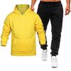Осенне-зимний спортивный костюм, Мужская однотонная толстовка с капюшоном, комплекты из 2 предметов, мужская одежда, костюм, мужские флисовые спортивные спортивные штаны с капюшоном, комплекты из двух предметов