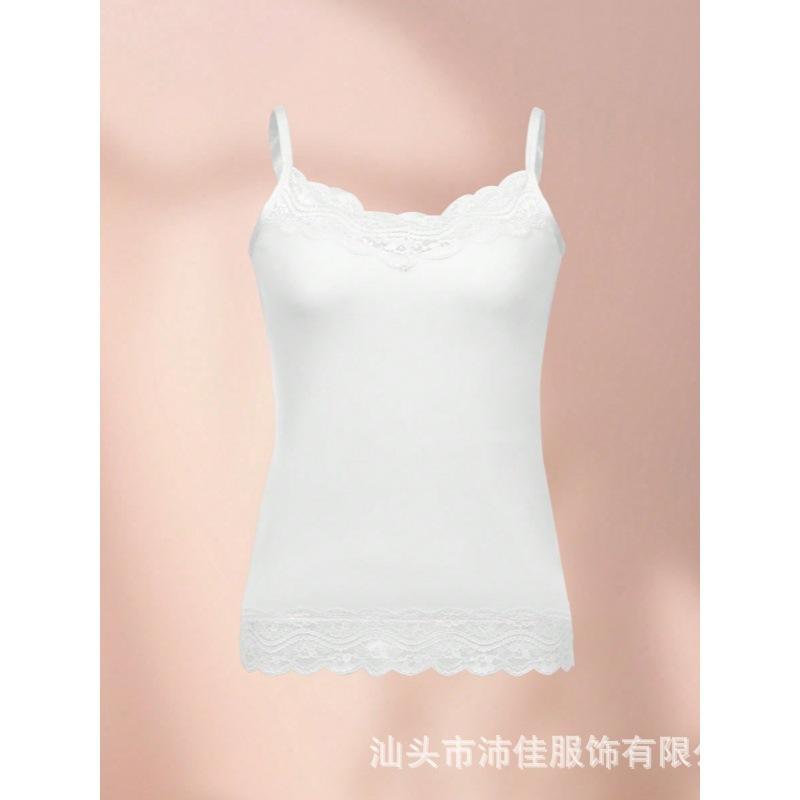 

Wind new V-neck lace splicing suspender integrated bra-free sexy vest female slim display XXL білий