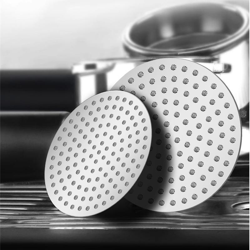 51/53/58mm Reusable Coffee Puck Screen 2pcs Double Layer Coffee Filter Fine Mesh Stainless Steel Coffee Filter Espresso Supplies