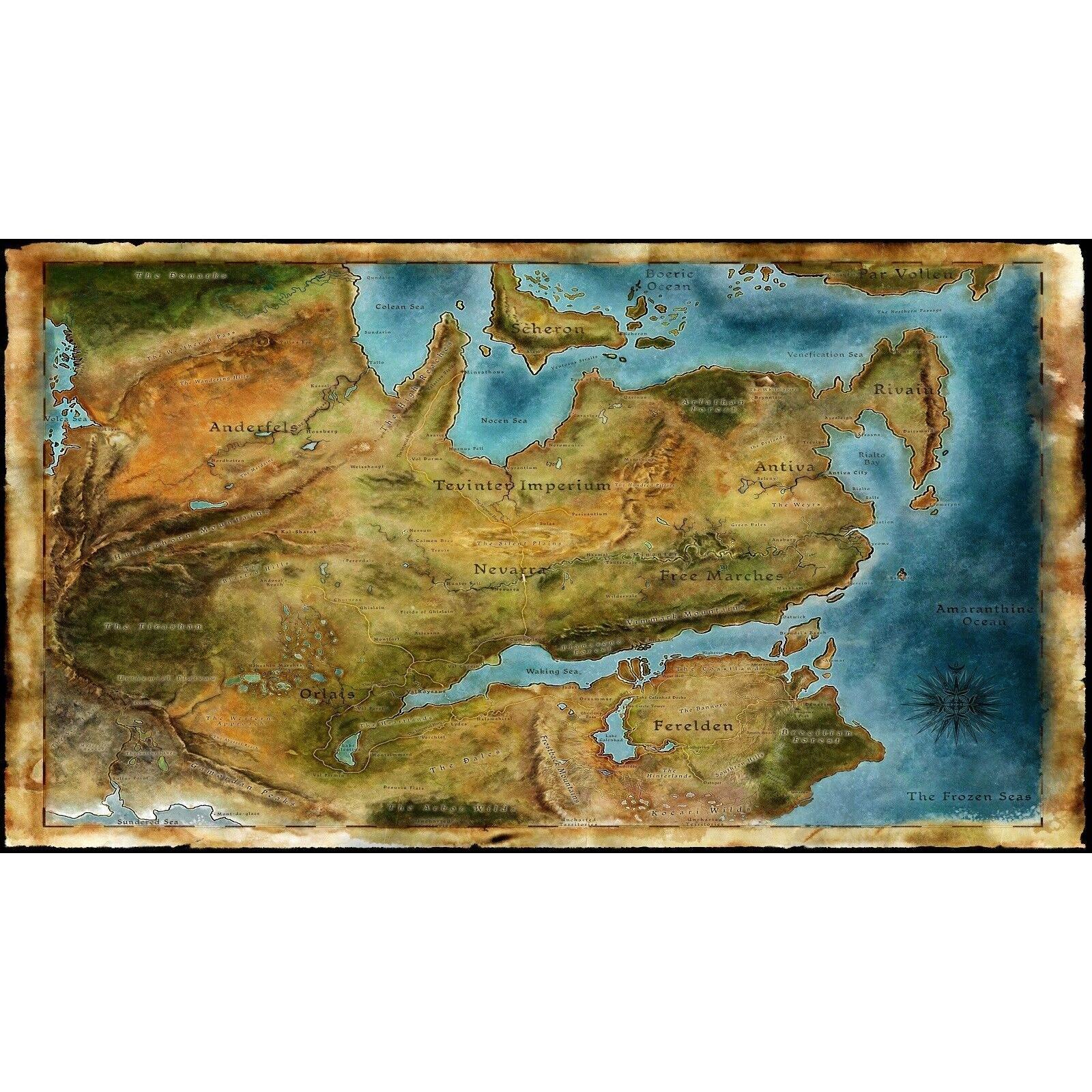 Tapestry map of Thedas from Dragon Age 75x100