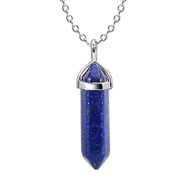 Collar Colgante Hexagonal de Cristal de Piedra Natural - Joyería de Cadena para Clavícula Multicolor