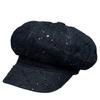 25 Stylish Small V-Face High Quality Plaid Sequins Washed Denim Octagonal Hat Women'S Street Beret