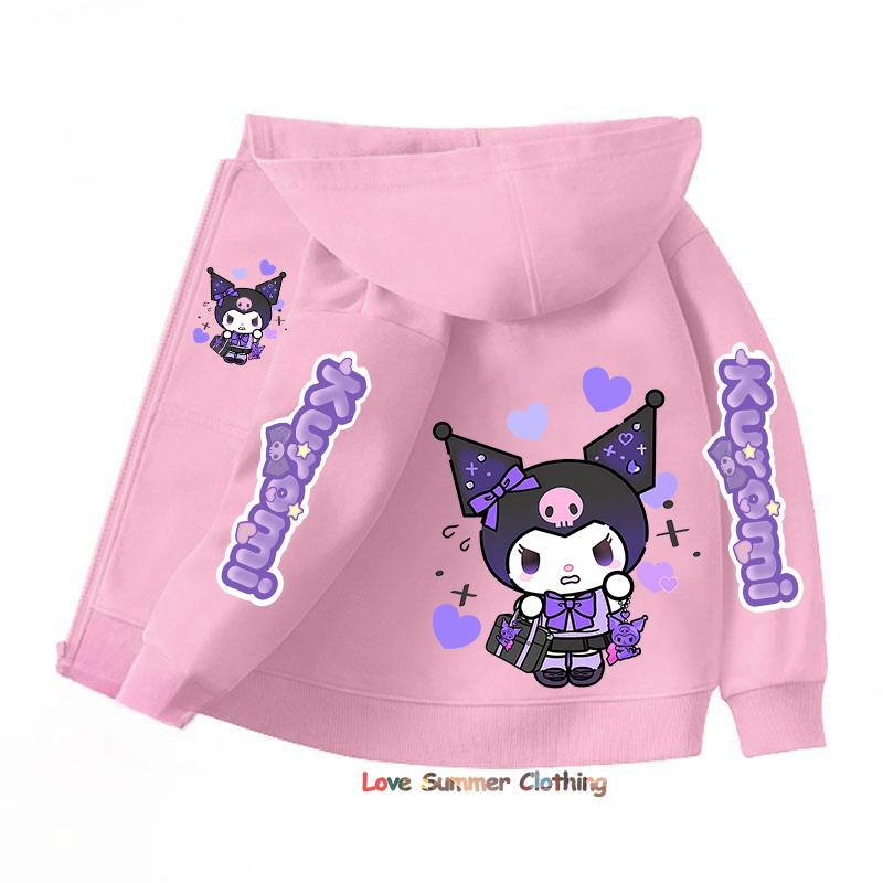 Mikina s kapucí na zip Kawaii Dětská Streetwear Kuromi Dětská Mikina na zip Dětská Mikina Manga Oblečení Dítě Dívka Chlapec Top Mikina