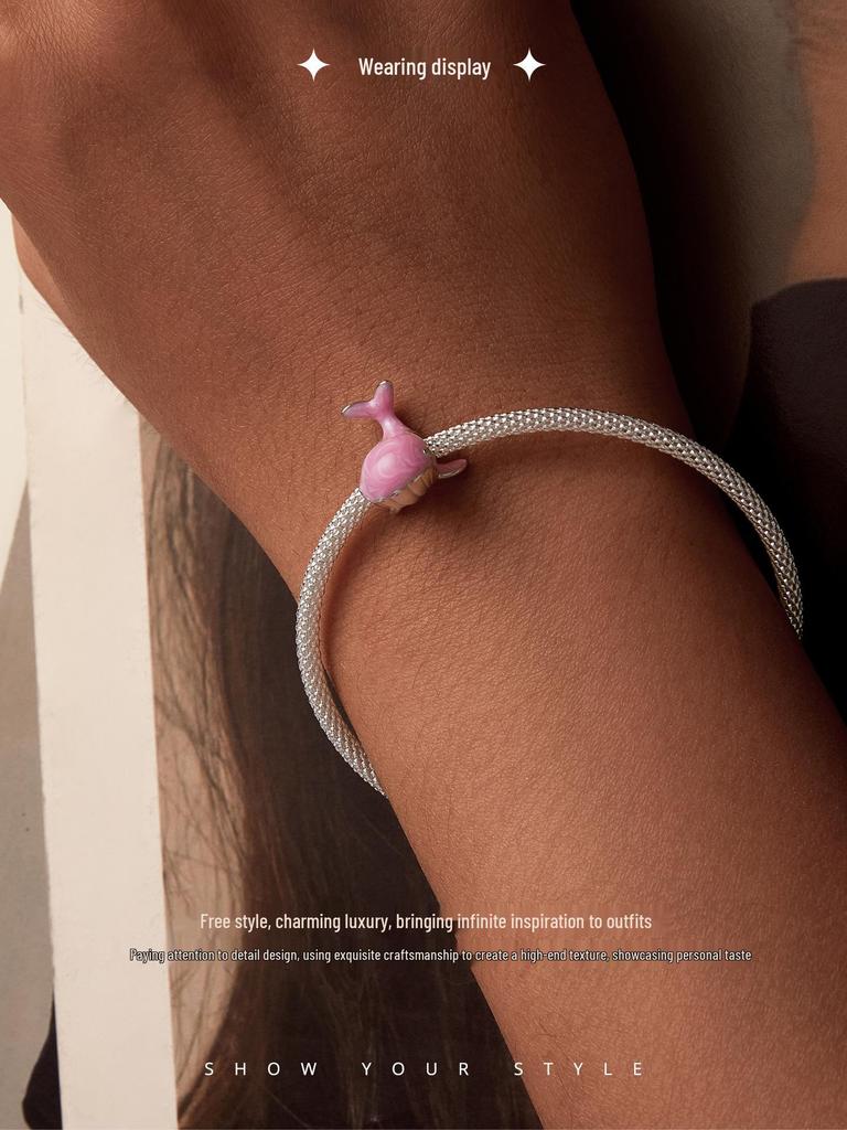 Yin Ziyun Rosa Wal DIY Armband mit Traum Ozean S925 Sterlingsilber Glücksbringern