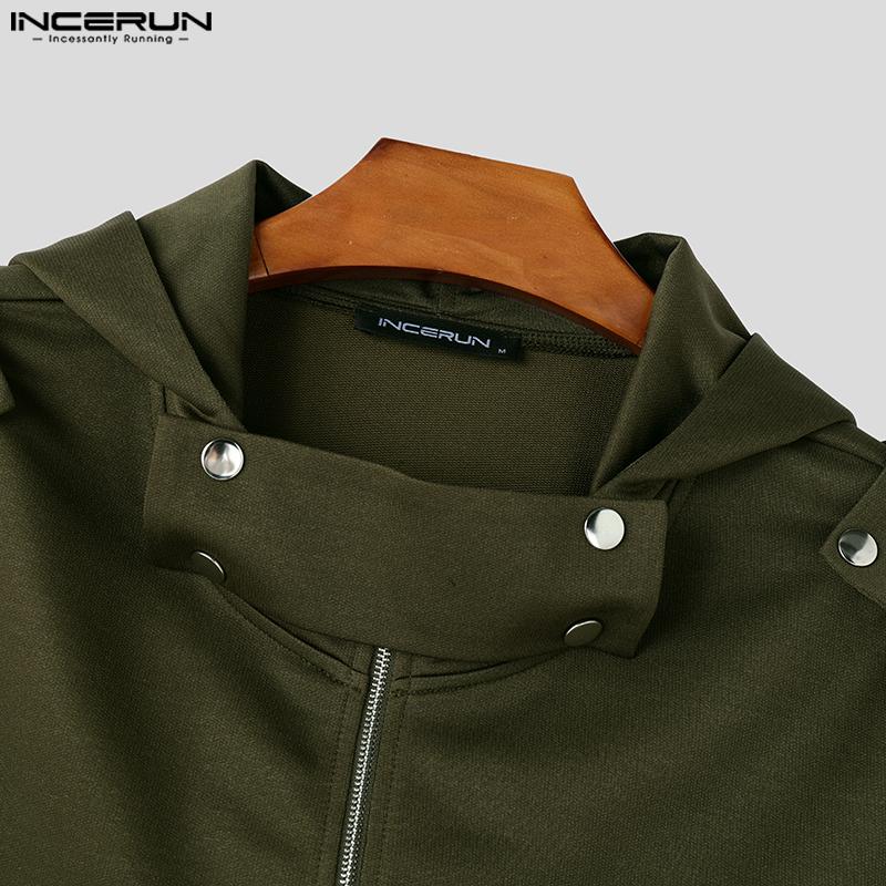 INCERUN Pánské mikiny s kapucí s dlouhým rukávem a krátkým rukávem