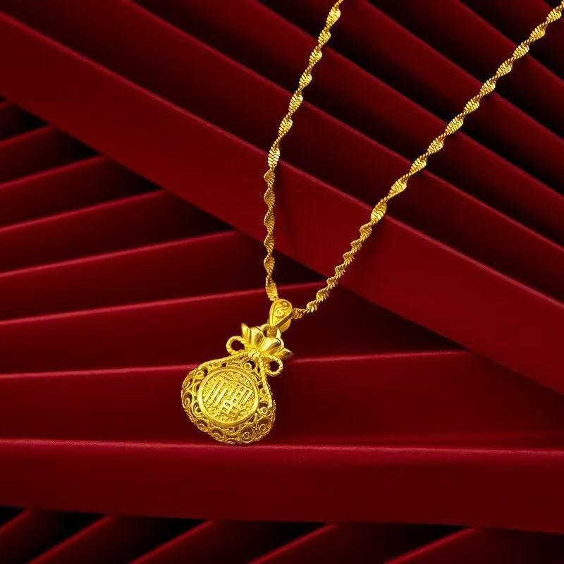 Elegant Gold Plated Alloy Pendant Necklace Women Water Wave Chain Minimalist Floral Geometric Design Locket 21-50cm