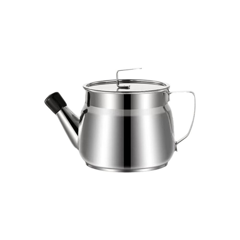With Strainer Stainless Steel Oil Kettle 1.5/2L Grease Container Filter Oil Pitcher Deep Frying