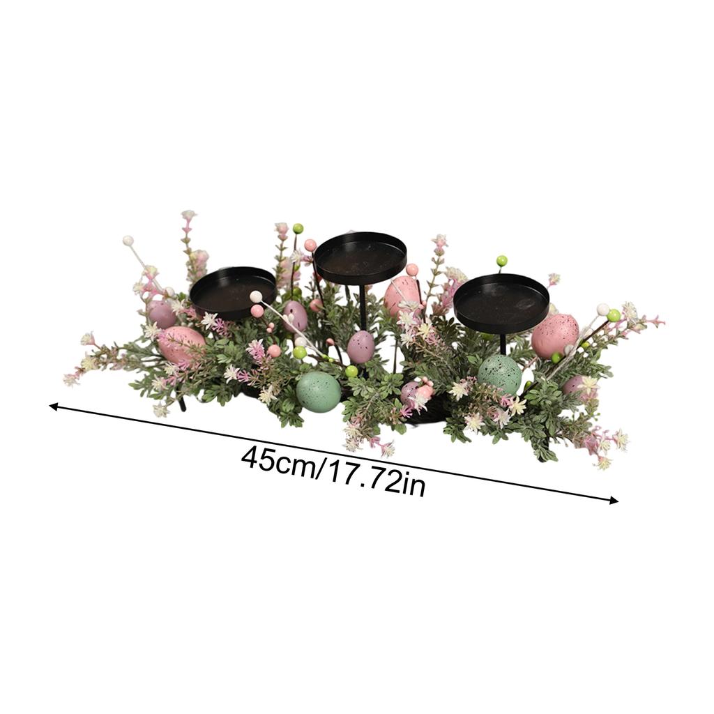 Easter Candle Holder Table Centerpiece, Easter Eggs Candle Holders Iron with 3 Candlesticks for Festival Home Decors Stable Base