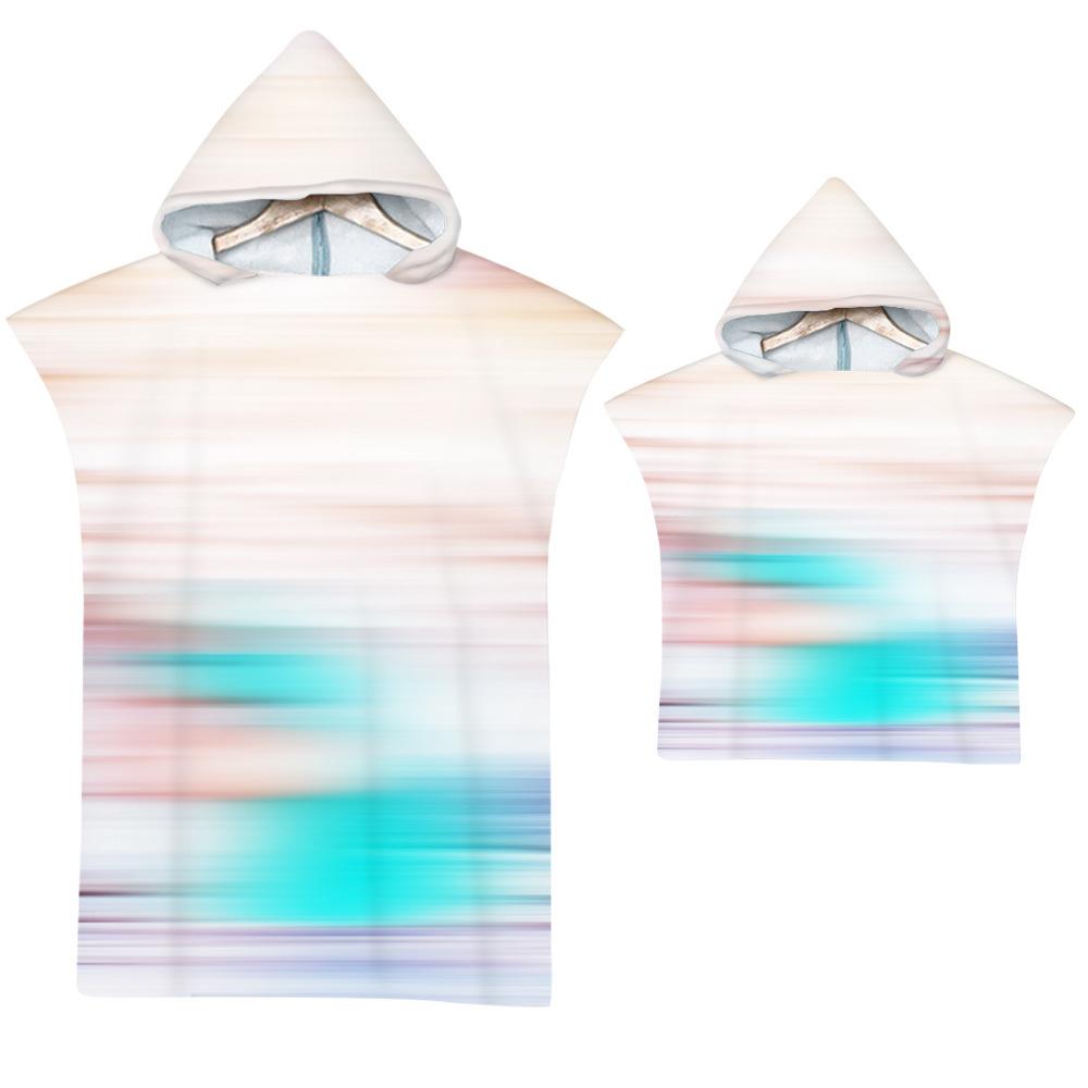 Stripe Hooded Cloak Pink Quick Dry Large Beach Bath Towel Microfiber Wetsuit Adult Child Parent-Child Changing Poncho Bathrobe