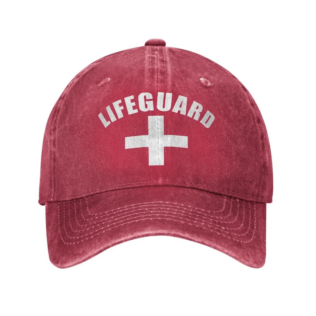 Lifeguard Cross Logo Print Caps for Men Women Cotton Trucker Hat Daily Wear Baseball Cap Adjustable